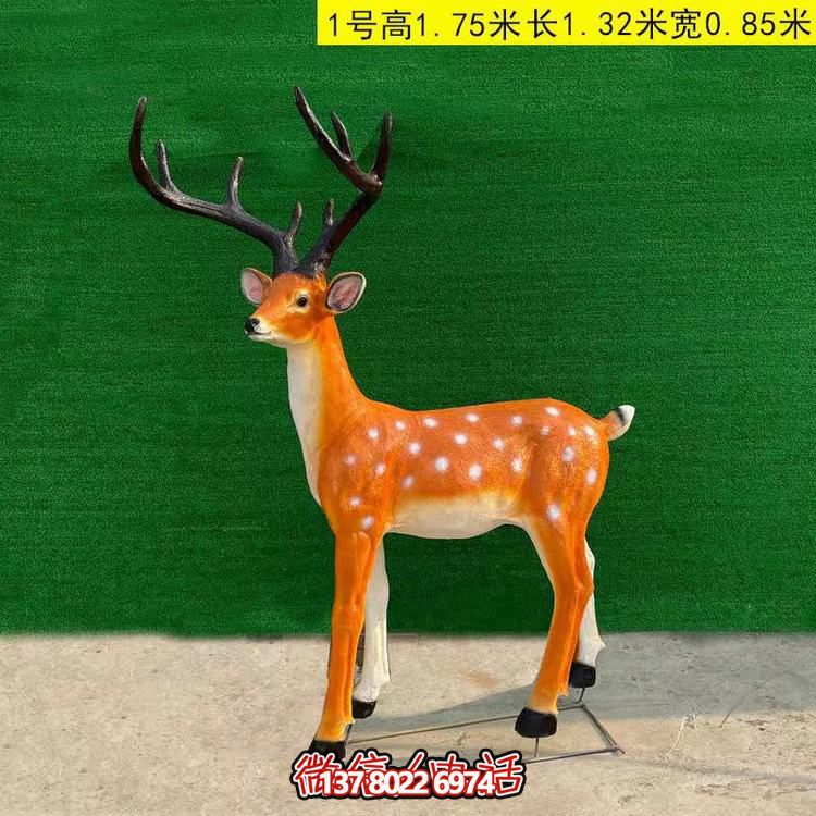 玻璃鋼仿銅梅花鹿雕塑，點綴園林景觀