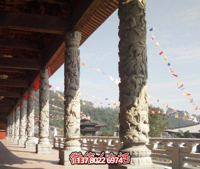 傳承古典藝術，精美石雕龍柱漢白玉浮雕