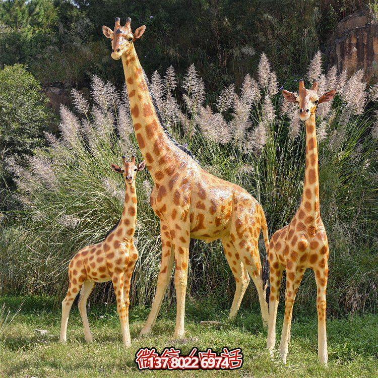 玻璃鋼彩繪大型仿真長頸鹿，為動物園、園林添彩