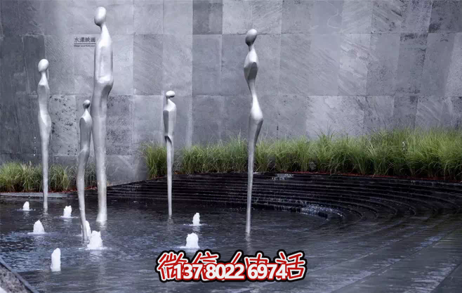 不銹鋼抽象噴泉雕塑，景觀創(chuàng)意裝置