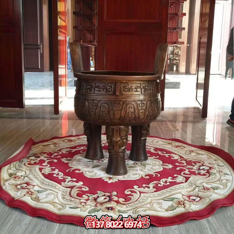 純銅鼎仿古香爐擺件，圓潤家居裝飾