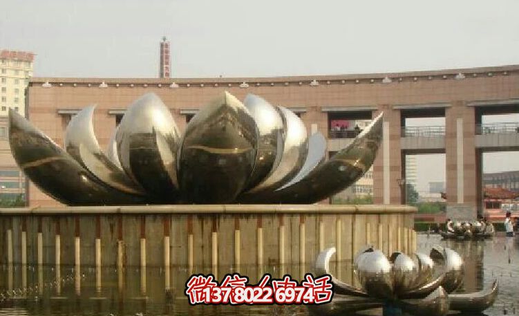 不銹鋼荷花雕塑，美化家園，增添小區公園戶外環境