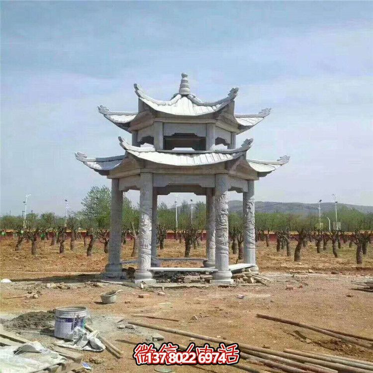 雙層雕塑涼亭，為景區、園林、戶外環境提供視覺美感
