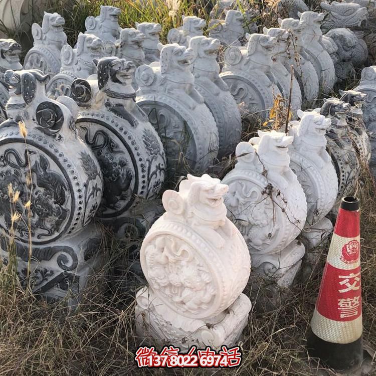 仿古青石獅子抱鼓石擺件，鎮宅庭院門口裝飾