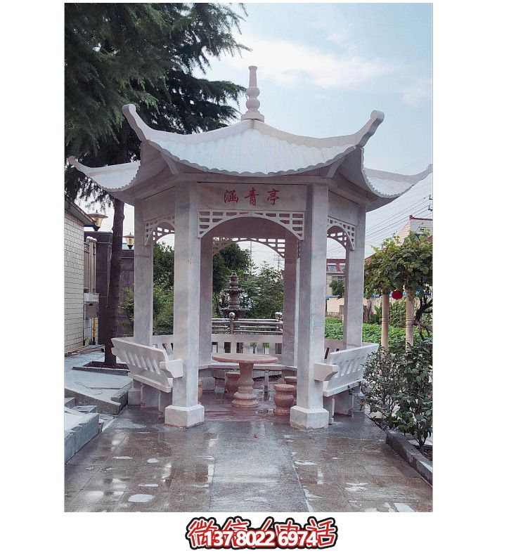 仿古大理石涼亭，美化花園景觀
