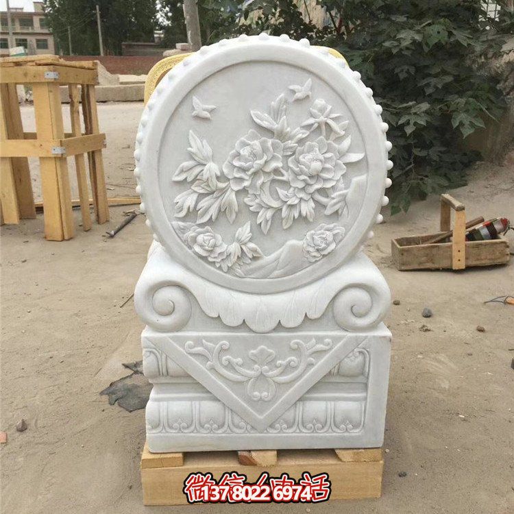 經典石雕藝術，漢白玉石雕大理石門口門墩鎮宅鼓抱雕塑戶外裝飾