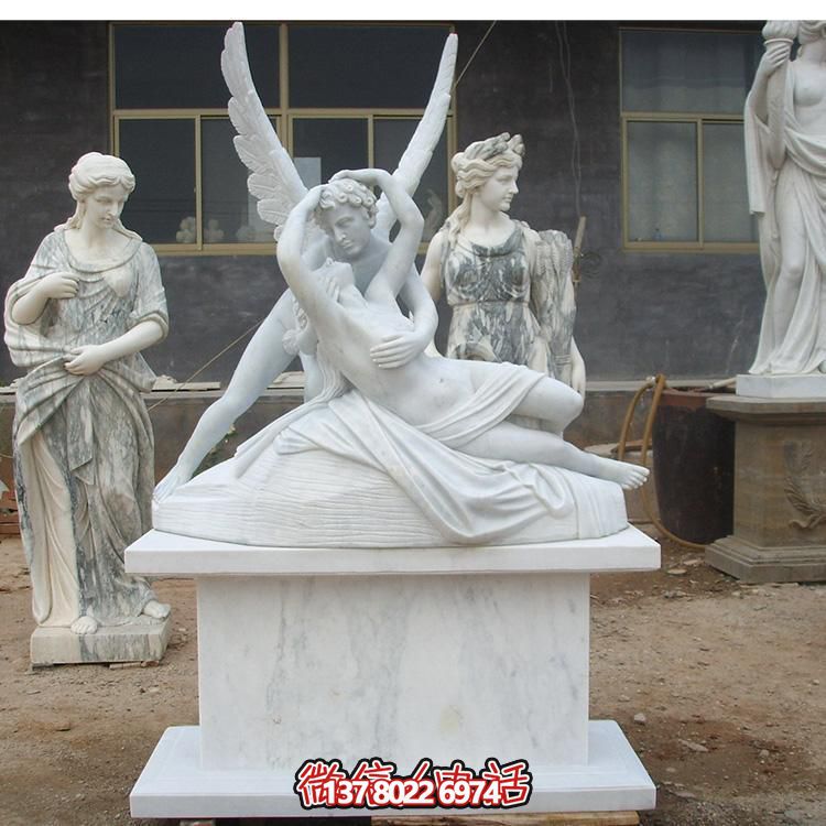 西方天使?jié)h白玉雕塑，美化景區(qū)廣場