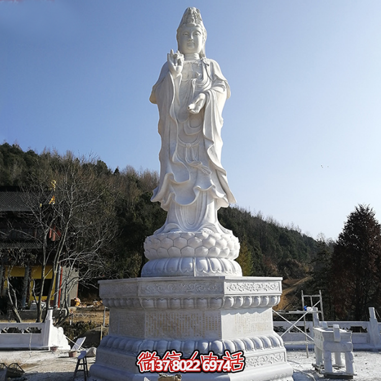觀(guān)音佛像，漢白玉滴水觀(guān)音石雕石像